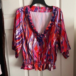 Rachel Lym - Embellished Swim Coverup Top - Sz L
